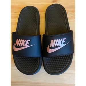 Nike rose gold slides